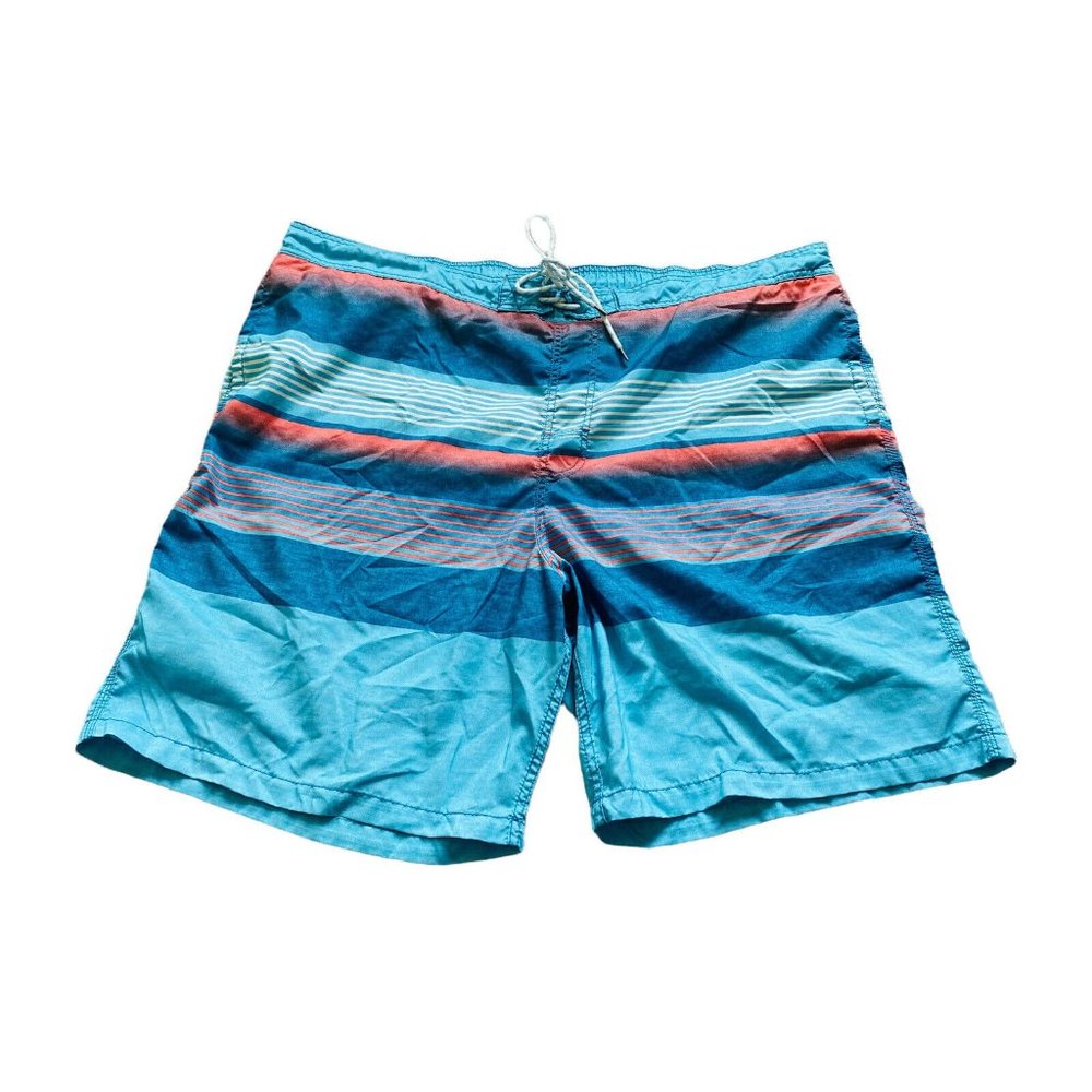 GoodFellow & Co Men's Swim Trunks XXXL Blue White Red Striped Shorts (X)
